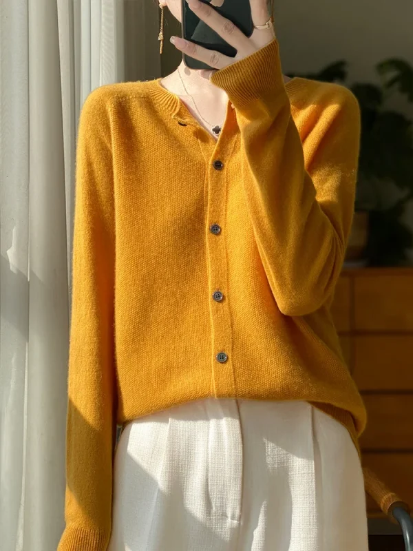 wool cardigan Spring and Autumn new cashmere sweater women - Image 2