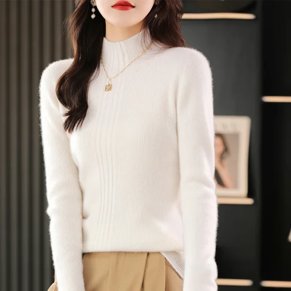 Winter cashmere sweater Women's half turtleneck pullover warm - Image 5