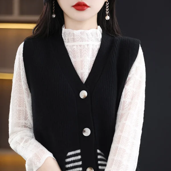 Wool women's vest spring new cardigan fashion - Image 5