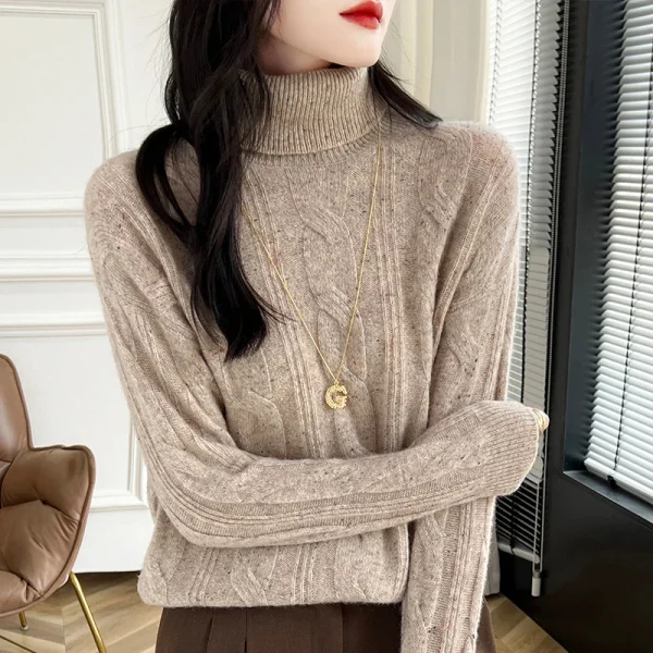 Women's lapel pullover warm bottom knit shirt - Image 2