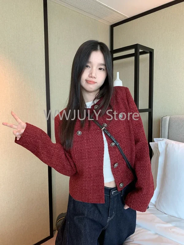 Woman Korean Fashion Retro Long Sleeve Jacket High Street Casual Outwear - Image 4