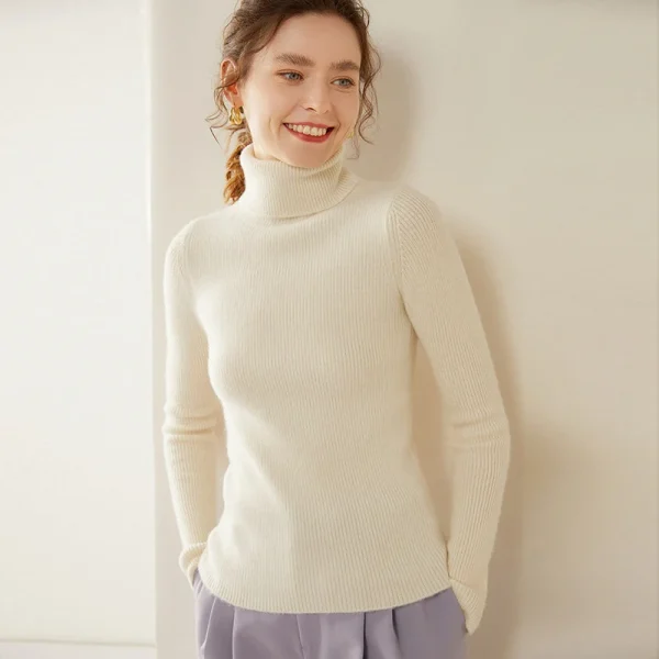 Winter new women's pullover lapel warm bottom knit shirt - Image 4