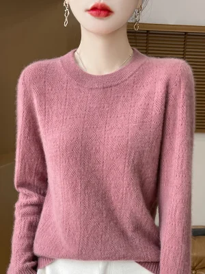 wool cashmere pullover Women’s O-neck pullover Warm