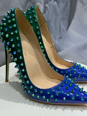 Gradient Green Blue Women Sexy Pointy Toe High Heel Shoes