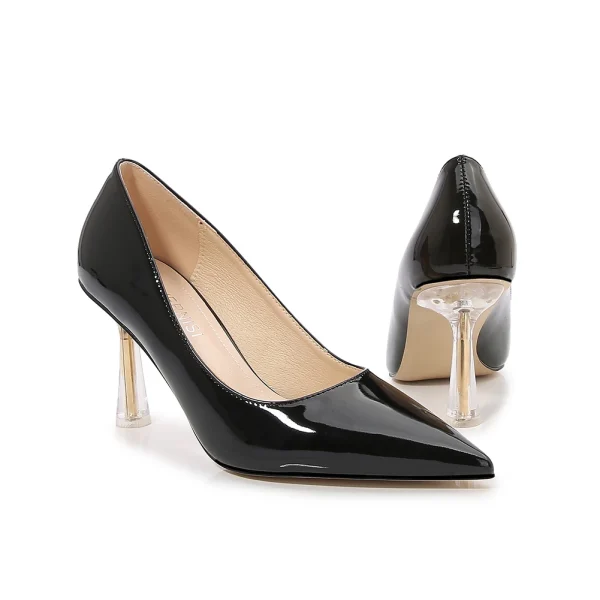 High Thick Crystal Heel Women Pointy Toe High Heel Shoes - Image 6