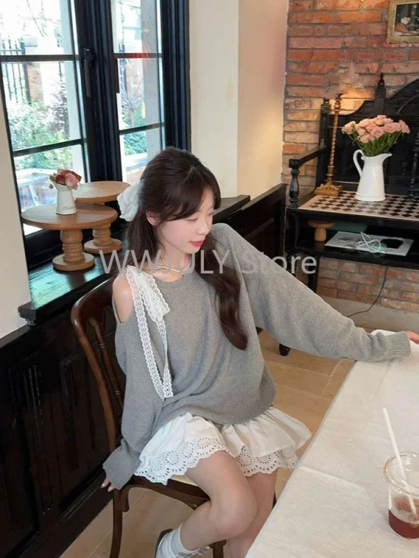 Korean Style Patchwork Mini Dress Long Sleeve Sweatshirts Dress - Image 5