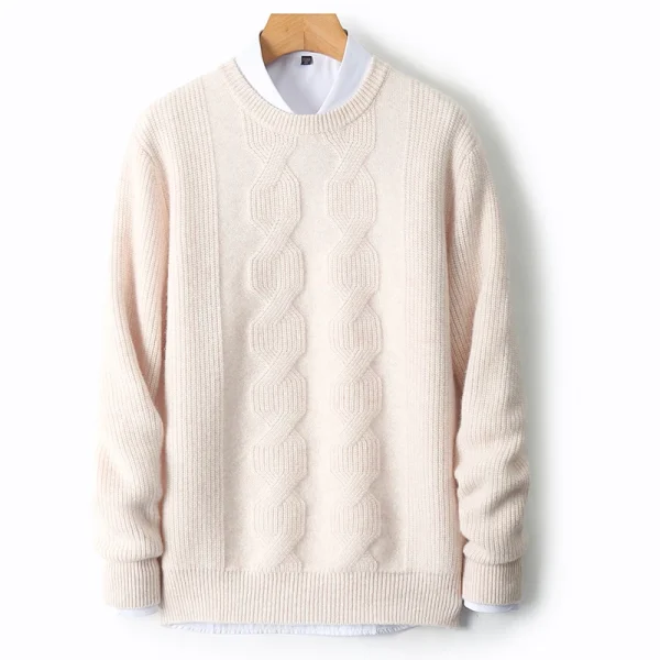 Wool sweater men's round neck ingot needle base sweater - Image 5