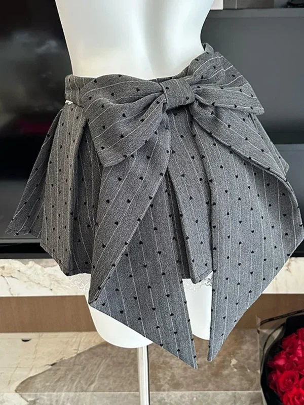 Women Ballet Core K pop Polka Dot Mini Bow Skirt - Image 5