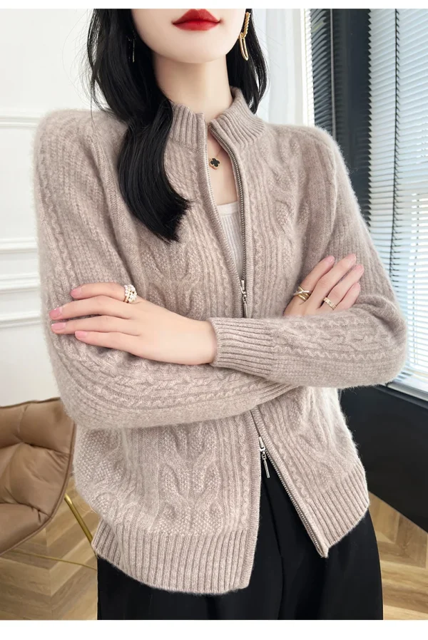 Women's Semi Turtleneck Cardigan Warm Bottom - Image 9