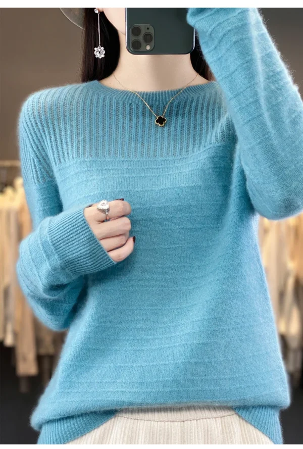 Women's O-neck pullover leisure knitted sweater women's Korean fashion - Image 10