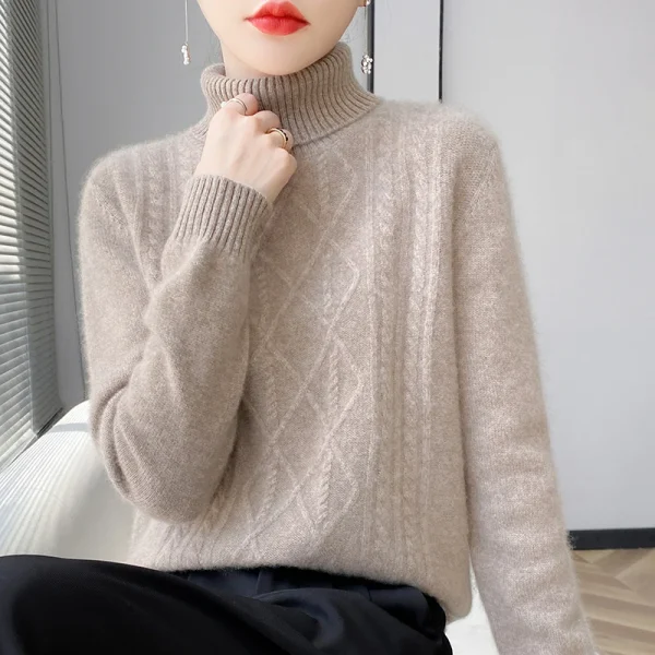 wool pullover Cashmere sweater Women's turtleneck pullover warm - Image 2