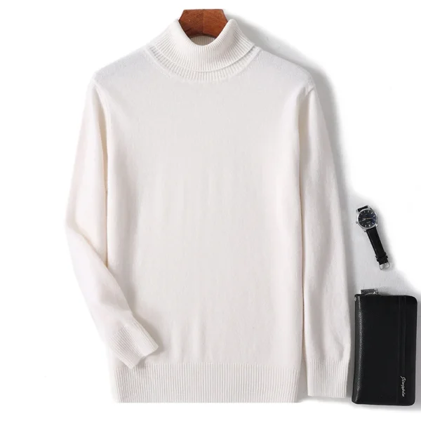 Men's pure cashmere sweater pullover high lapel - Image 2