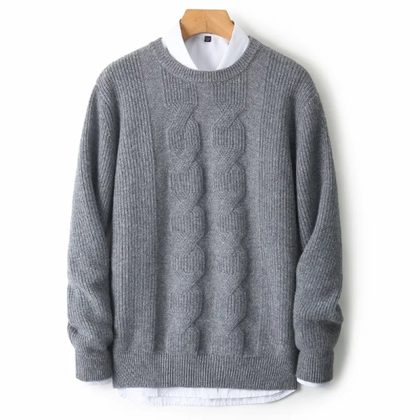 Wool sweater men's round neck ingot needle base sweater - Image 3