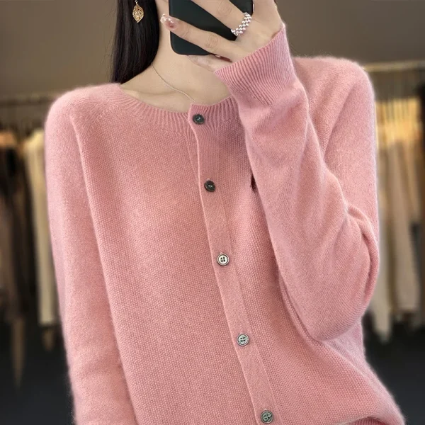 Pure wool cardigan Spring and Autumn new cashmere sweater - Image 4