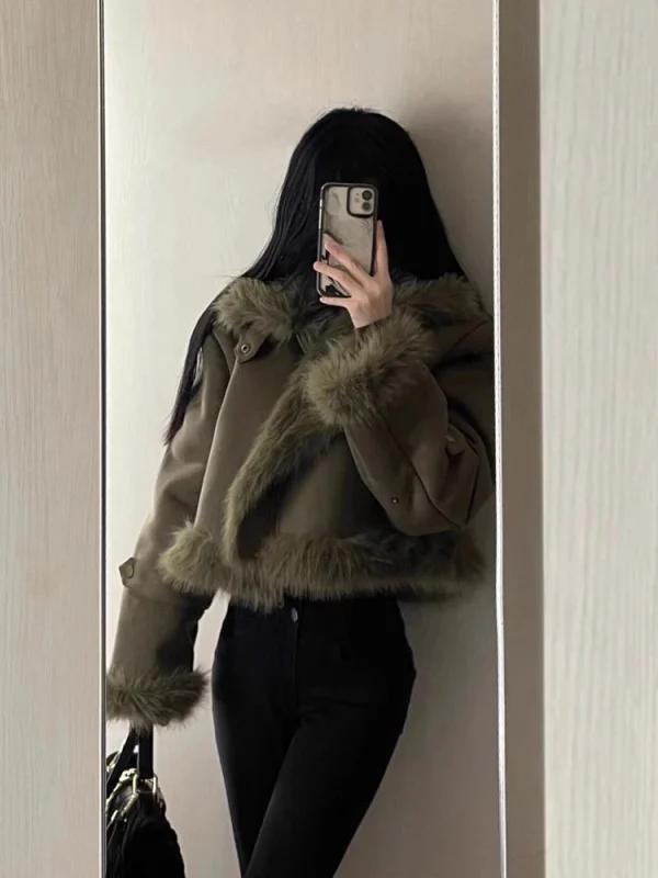 Outwear Korean Fashion Warm Coat Women Casual Long Sleeve Elegant Jackets - Image 3