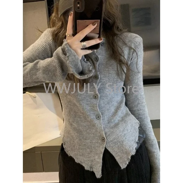 Women Sweater Harajuku Long Sleeve Cardigan Irregular - Image 7