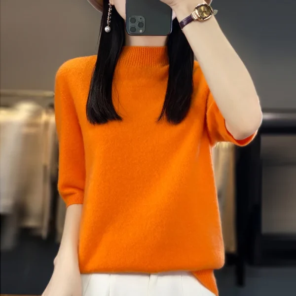 Autumn Joker Half Sleeve Knitted Sweater Women's - Image 2