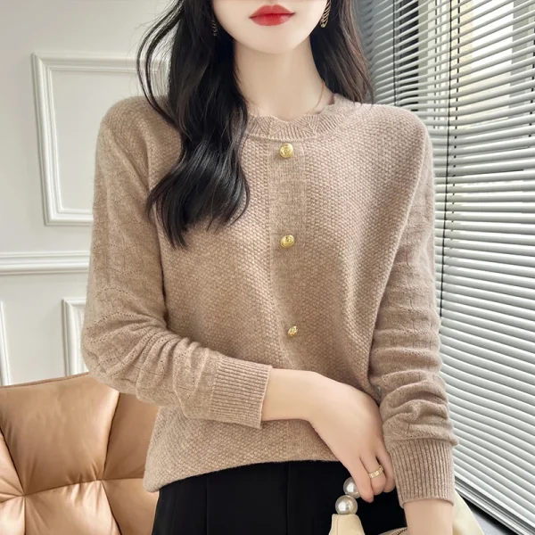 wool cashmere sweater Women's O-neck pullover warm bottom knit shirt - Image 4