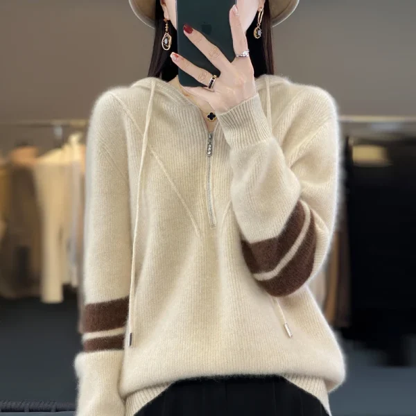 Wool sweater women's casual color matching fashion knitted - Image 4