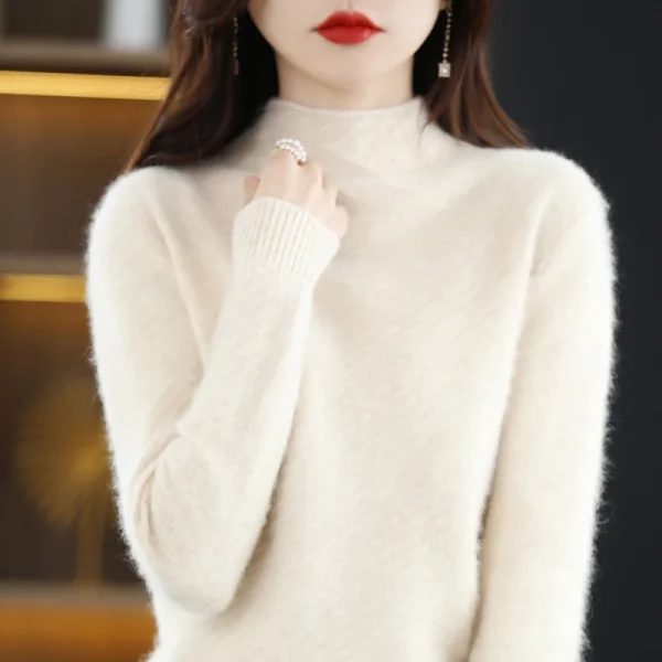 Mink Velvet Women's Semi-High-Necked Pullover Leisure Knitted