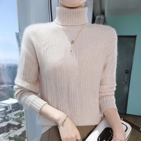 wool pullover Fall/winter new cashmere sweater Women's lapel pullover - Image 5