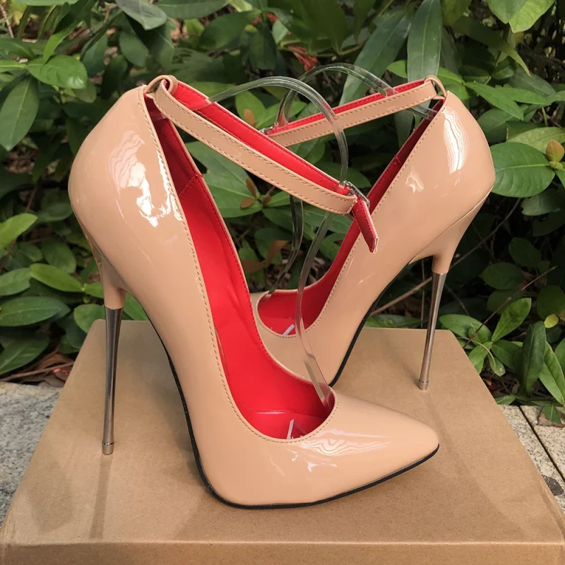High Heels Nude Stilettos Sexy Women inside Red Pumps - Image 4