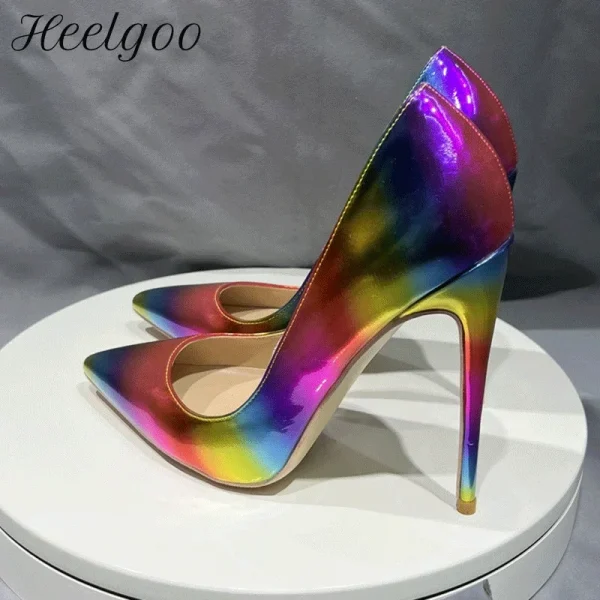 Colorful Patent Sexy Women Pointy Toe High Heel Shoes - Image 2