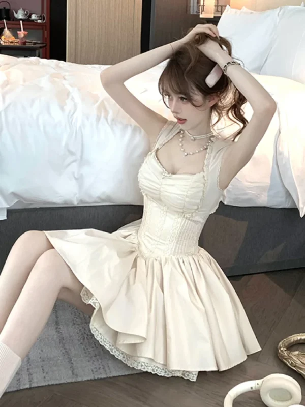 Woman Lolita Sweet Mini Dress Casual Sleeveless Sexy Short - Image 3