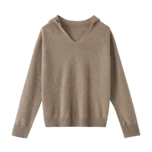 Merino wool fashion V-neck hooded autumn warm jumper top