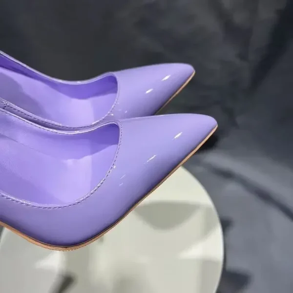 2025 Sexy Curl Cut Women Glossy Purple Pointy Toe High Heel - Image 6