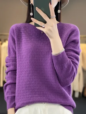 Wool Sweater O-neck Pullovers Casual Basic Long Sleeves Cashmere