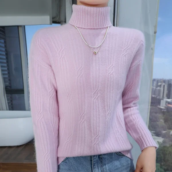 wool pullover Fall/winter new cashmere sweater Women's lapel pullover - Image 2