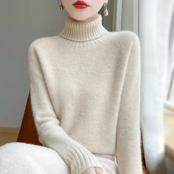 wool sweater women's high lapel loose slim warm knit - Image 6