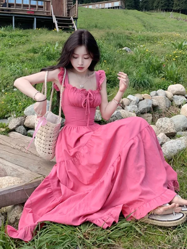 Chiffon Korean Fashion Dress Beach Style Sweet Elegant Slim Dress Woman - Image 7