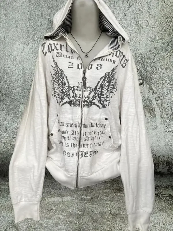 Vintage Sweatshirts 2025 Women's Clothes White Print - Image 7