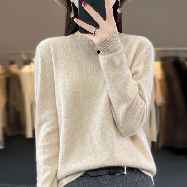 wool solid color autumn and winter new cashmere sweater women - Image 4