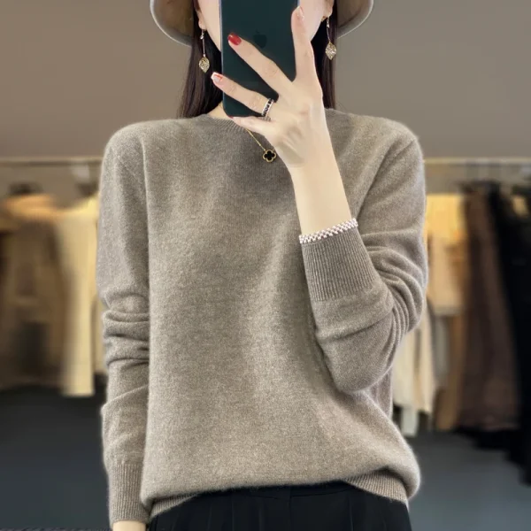 wool solid color autumn and winter new cashmere sweater women - Image 3