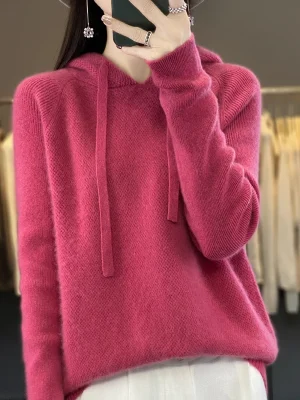 Wool hoodie Fall/winter new cashmere sweater Women’s