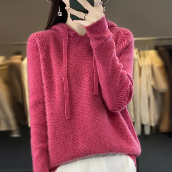 Wool hoodie Fall/winter new cashmere sweater Women's