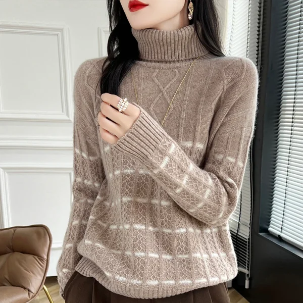 Women's lapel pullover warm bottom knit shirt top - Image 3