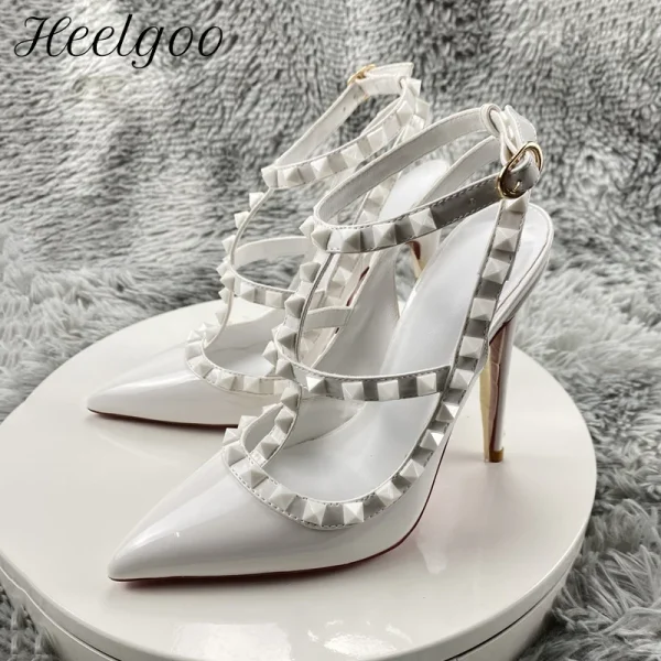 Summer Backless Women T-Strap Pointy Toe High Heel Shoes