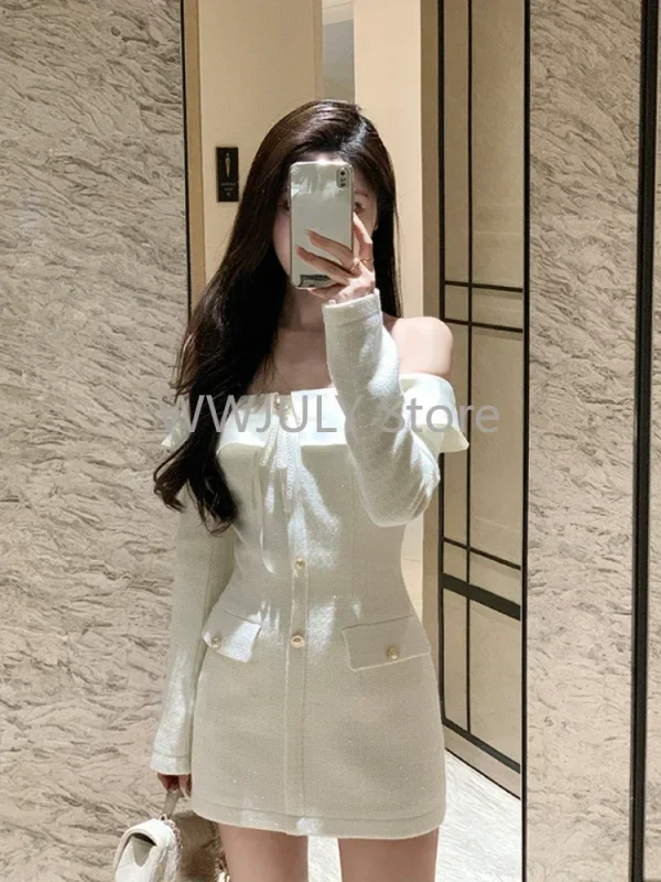 Mini Dress Women Long Sleeve Solid Slim Dress Birthday Party - Image 7