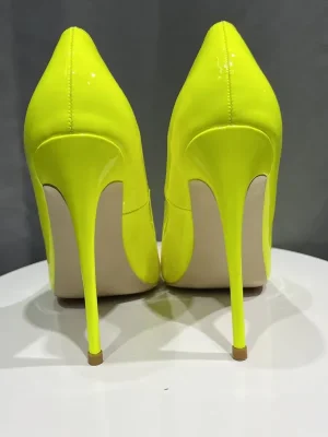 Green Patent Woman Sexy Pointy Toe Super High Heel Shoes