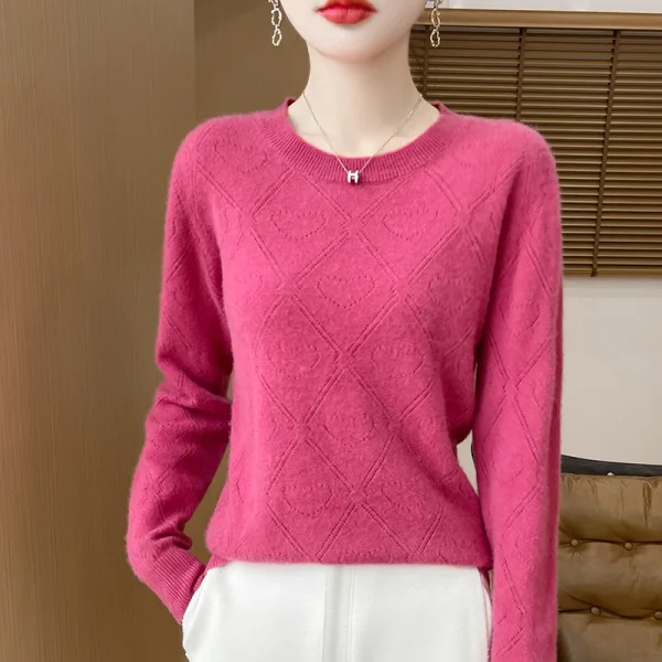 wool cashmere pullover Women's O-neck pullover warm - Image 2