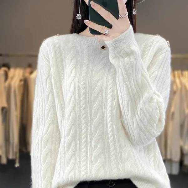 Wool pullover Cashmere sweater Women's half turtleneck pullover warm - Image 3