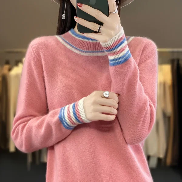 Sweater women's semi-turtleneck knitted pullover fashion