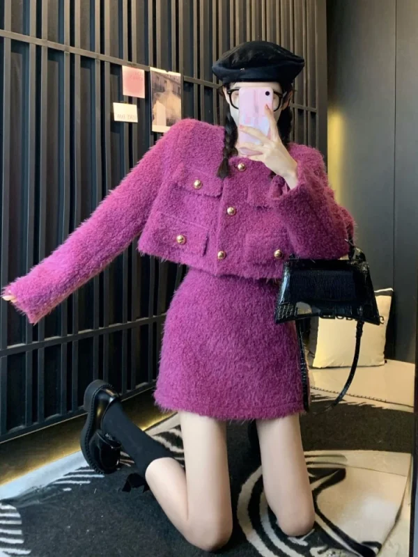 Knitted Clothing Suit Woman Short Sweater Coat - Image 2