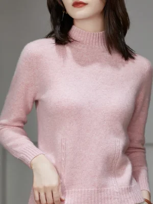 wool cashmere sweater Women’s semi-turtleneck pullover warm