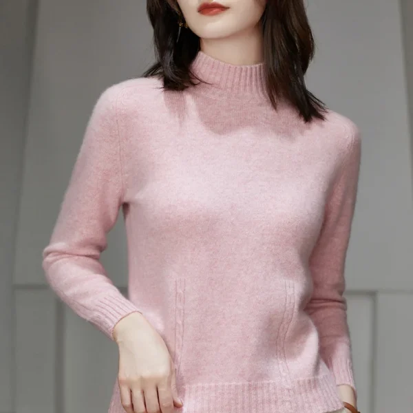 wool cashmere sweater Women's semi-turtleneck pullover warm