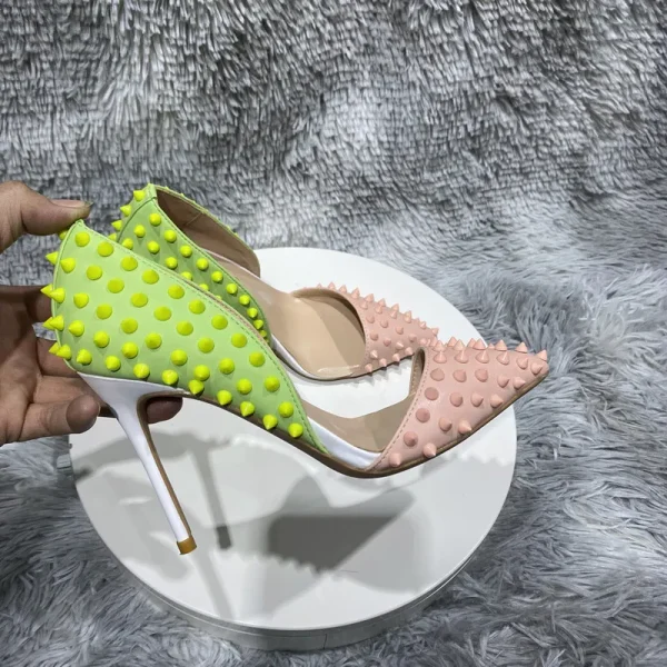 Green Pink Matte Patchwork Stiletto Pumps Women Sexy - Image 5